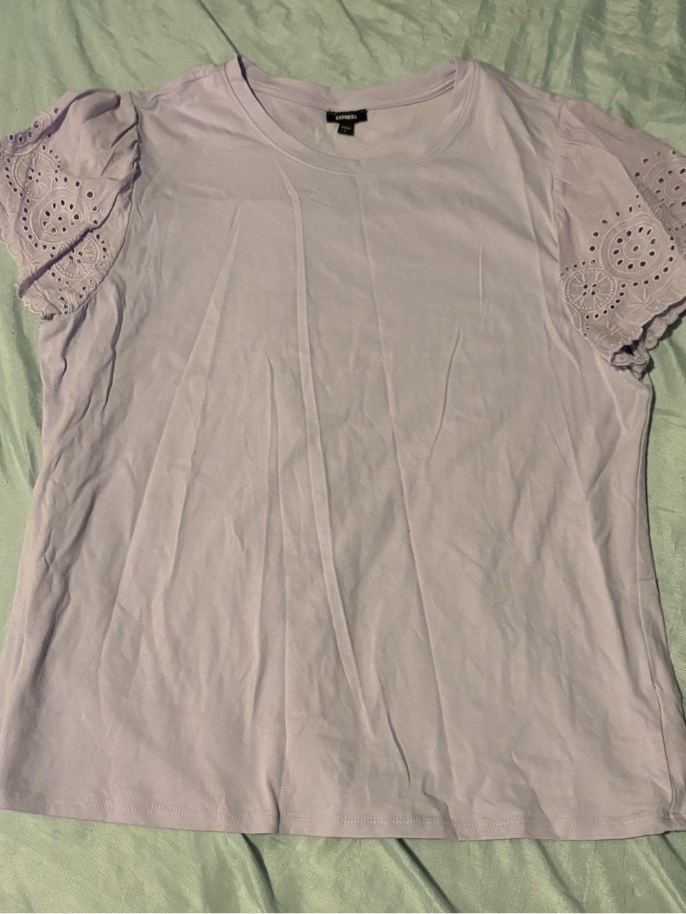 Express Lavender Eyelet Puff Sleeve Tee